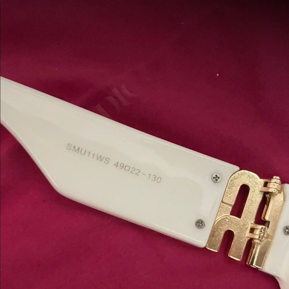 Miu Miu White Sunglasses with Gold Details